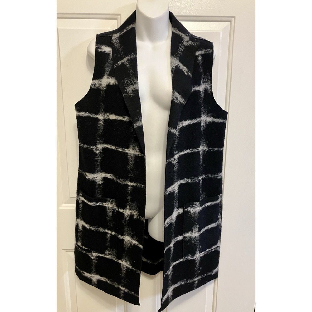 Tribal Brand Women's Wool Blend Cardigan Sweater Black Size M Open Sleeveless